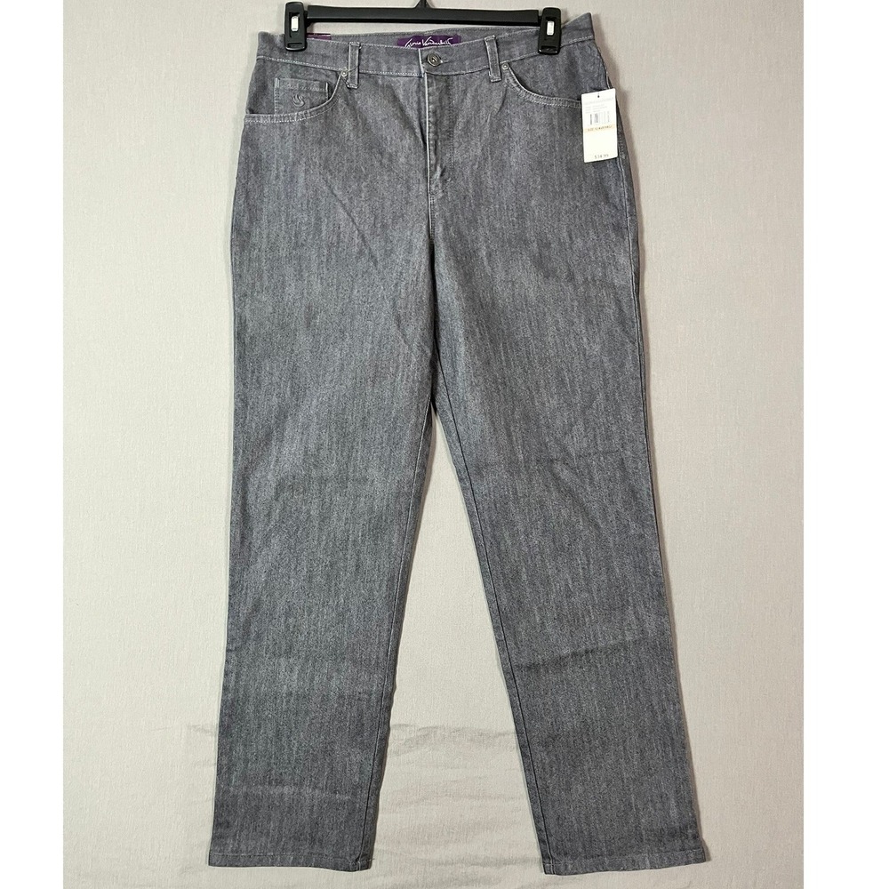 Gloria Vanderbilt Amanda Jeans 12 Stretch Gray Denim Modern NEW